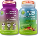 Vegan All Food Multivitamin se železem + Plant- based vápník, hořčík, zinek, D3, K2 & turmeric - Vegan Daily Support for Energy, Bone Health, Imunity & Celkově Wellness Trio