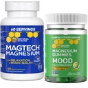 Přírodní zásobníky Magtech Magnesium + Mood Magnesium Gummies Bundle - 4 Formy hořčíku - Relaxace, Podpora zdraví a stresu * - 210 Celkové kusy