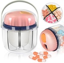 Přenosný Pill Box, Globální Týdenní Pill Organizátor 7- Day Travel Medicine Organizátor BPA Free Moisture Proof Přenosné léky Kontejner pro vitamíny, Rybí oleje, doplňky (Pink-)