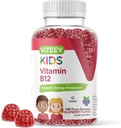 Viteey Vitamin B12 pro děti Gummies, 1000mcg - Metabolismus, Podpora přírodní energie - Vegan, želatina zdarma, gluten zdarma, GMO zdarma - Chutné žvýkací B12 Raspberry ochucené Gummy