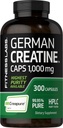 Fitness Labs German Creatine Monohydrátu 124; 1000mg CLAS124; 300 Capsle CLAS124; Dodatek pro ženy a muže 124; Non- GMO, gluten zdarma