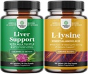 Svazek mléčné tenké játra Supplement a L Lysin 1000mg Nutriční doplňky - Bylinné játra dodatek se silymarin mléko Thistle - L- lysin Essential Amino Acids Dodatek