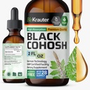 BIO KRAUTER Black Cohosh Root Tinktura - Vegan Black Cohosh Doplňky Ženy Podpora - Alkohol a cukr zdarma - 2 Fl.Oz.