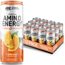 Optimum Nutrition Amino Energy Sparkling Hydration Drink, Electrolytes, kofein, aminokyseliny, BCAA, bez cukru, Orange Blast, 12 Fl Oz, 12 Pack (Balení květen Vary)