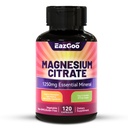 Magnesium Citrát Kapsle 1250mg, High Absorption Magnesium Citrát Dodatek s Elemental Magnesium, Extra Strength Magnesium Dodatek, Non- GMO, Bezlepkové, 120 Zeleninové Kapsle
