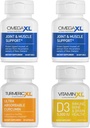 OmegaXL Imunitní podpůrné pouzdro - (2) 60 Počet + TurmericXL + VitaminXL D3 - na podporu optimálního imunitního zdraví (balení po 4)