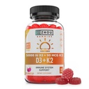 Zhou D3 + K2 - vitamín D3 K2 doplněk pro ženy a muže, imunitní podpora Vit D3 a K2 Gummy, želatina zdarma Formule s 5000 IU D3 a MK-7 - 60 Veggie Gummies (balení po 1)