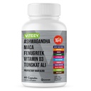 Viteey Ashwagandha Maca Fenugreek dodatek s Tongkat Ali - Drive, Passion & Energy Support for Men & Women - Mood, Calm & Stress Support - 60 Kapsle