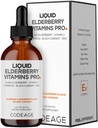 Codeage Elderberry Vitamíny Pro - Organic Black Elderberry Liquid Drops - Vitamin C, D3, Zinek, Černý Currant - 2-Month Supply - Black Sambucus Liquid - Dodatek pro dospělé a děti - 4 fl oz