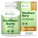 Čistě holistický Hawthorn Berry - 150 Vegan Kapsle - 5 Měsíce Dodávka - Vysoká síla 4: 1 Extract - Non- GMO Hawthorne Dodatek - Podporuje kardiovaskulární a stravitelné zdraví