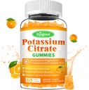 Citrátové žvýkačky kalium - High potency Draslík dodatek pro svalové zdraví, Leg Cramp Relief, Electrolyte Balance - Vegan, Non- GMO, Gluten- Free, Orange Flavor, 60 Počet