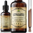 Ashwagandha doplňky - Organic Witania Somnifera Root Extract Liquid Drops - Natural Stress Relief, Mood Booster, Sleep Aid & Calming Support - Non- GMO, Vegan Formule - 4 fl oz