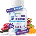 10- in-1 Antioxidanty Dodatek, 1700MG Super Antioxidant pro ženy a muže, Výkonné antioxidanty s NAD, NMNH, Coq10, Resveratrol, Opravy buněk a snížení Radikální poškození zdarma, 60 Kapsle