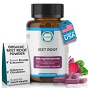 Organic Beet Root Powder Kapsle 124; Podpora energie, Stamina & Endurance, Zvýšení oxidu dusnatého, Podpora srdce zdraví a cirkulace 124; Non- GMO Capsle 124; 60 Zeleninové Kapsle, USA Made & GMP Certified