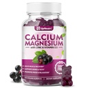 Vápník hořčík zinek s vitaminem D3 dodatek, Cukr bez vápníku gumy pro ženy, vysoká absorpce zinkové gumy pro kosti a svaly a imunitní zdraví, Vegan Elderberry Flavor - 60 Počet