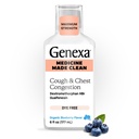 Genexa Clean Cough & Chest Congestion Relief, Barvy Free, 0% Umělé přísady, Multi- Symptomy Maximální síla Relief Cough Sirup, Cough Conpressant & Expectorant, Organic Blueberry Flavor, 6 fl oz