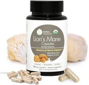 Bylinné poklady Lions Mane Doplněk Kapsle, Vyrobeno s organickými lvy Mane Powder for Mental Clarity and Focus Supplementations, 800mg Lions Mane Powder Organic Organic Houbový dodatek 90 Caps