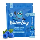 Waterboy Weekend Recovery 124; 3,200mg Electrolyte Powder Packets S124; Ginger + L- Theanine + Vitamins S124; No Sugar, All Natural, Gluten Free S124; 24 Drink Stick Mixes (Blue Raspberry)