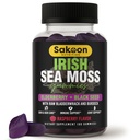 Irish Moss Gummies s Elderberry & Black Seed Oil - Celková podpora wellness 124; Bohaté na vitamíny, Malina Flavor 124; 60 Gummies