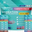 Electrolyte Powder Sugar- Free Hydration Packets Variety Pack HydroMATE 16 Sticks