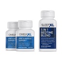 OmegaXL Joint Relief Appendix - Natural Muscle Support, 60 Softgels (2 Pack) & SleepXL immediate-Release melatonin, L-theanin (Calming), Heřmánek, hořčík & B6 (60 Vegan Kapsle)