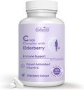 Vitamin C 1000mg s Rose HIPS + Sambucus Elderberry - C1000 Komplexní dietní dodatek pro imunitní podporu a antioxidační podporu - 120 tablet pro až 120 dní (120 Počet balení 1)