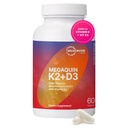 Microbiome Labs MegaQuin D3 + K2 - Vysoký potenciál vitamin D3 K2 dodatek - Bioactive & Bioactive - Vitamin D3 5000 iu & MK-7 - Podpora kosti, srdce, nerve & imunitní zdraví (60 Kapsle)