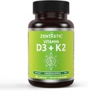 Zentastický vitamin D3 K2, 5000IU & 200mcg, vitamín D & patentovaný MK7 & MK4 pro 3- in-1 komplexní podporu - Vegetariánská, Non- GMO, 90 Caps
