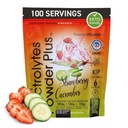 PowderVitamin Electrolytes Powder Plus (100 porcí) Jahodová okurka Electrolyte Powder Zero Calorie Keto, 0Cukr, No Maltodextrin, 1000mg draslík, 120mg vápníku, 120mg hořčíku, Hydratační prášek