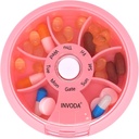 INVODA Weekly Pill Organizer 7 Kompartment Rotating Pill Box for Daily Medication & Vitamíny - Přenosné cestovní Pill Pouzdro Rybí olejové doplňky Vitamíny Organizátor (růžová)