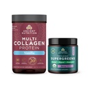Starověké výživy Multi kolagen protein prášek, vanilka, 24 Servings + organické Supergreens prášek, Berry, 12 Servings