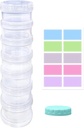 7 Den Pořadatel pilulek Případ Stackable Týdenní doplňky Vitamíny Pilulky Držák Dipenser velký jasný průhledný s Extra Lid
