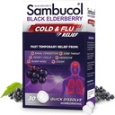 Sambucol Cold and Flu Relief Tablety - Homeopatická studená medicína, Remedy pro dospělé, Black Elderberry pro nachlazení, Zinek Remedy - 30 Počet
