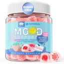 Ashwagandha Saffron Climate Gummies + Omega 3, L- Theanine & CoQ10 pro ženy muže, Přírodní uklidňující Happy Relax Gummies pro dospělé, Mood Supplement Gummy, Jahodová Flavor, Cukr zdarma, Vegan, 60ct