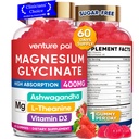 60 Day Dodávka Glycinát hořčíku 400mg gumové s Ashwagandha, L-Theanine, CoQ10, Vitamin D3 & B6, Bez hořčíku gumy pro dospělé a děti, Stress Relief, Spánek & klid, Vegan, Gluten zdarma