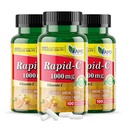 America Medic & Science Rapid-C 1000mg vitamin C dodatek (3 balení 100 tablet) Energy Booster, Denní imunitní systém Podpora, Antioxidant current124; Vegan, Non- GMO potažený askorbická kyselina pro dospělé muže a ženy