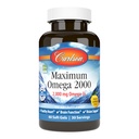 Carlson - Maximum Omega 2000, 2000 mg Omega-3 mastné kyseliny včetně EPA a DHA, Wild- catched, Norský dodatek k rybím olejům, Udržitelně sourced fish oil capsules, Lemon, 60 Softgels
