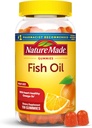 Nature Made Fish Oil Omega 3 Gummies, Omega 3 Rybí olejové doplňky, Zdravá podpora srdce, 150 Gummies, 75 Day Supply