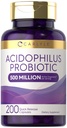 Carlyle Acidophilus Probiotic Kapsle pro ženy a muže CFU 124; 500 milionů CFU 124; 200 pilulek CF124; Lactobacillus Supplement CF124; Non- GMO a gluten zdarma