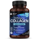 Čistá mořská kolagen 100% mořská kolagen typ 1 1300mg - Hydrolyzované kolagen Peptidy Vylepšené s Hyaluronic acid & Vitamin C, Vysoce silné kolagen doplňky pro ženy a muže, 60 Tablety