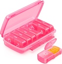 Týdenní porce Organizátor 2 krát denně s hydrae- rezistentní design, Pink AM PM Pill Box 7 Day for Easy Filling, Přenosný pouzdro na pilulky pro cestování, Velký držák na pilulky pro vitamín, Rybí olej, dodatek