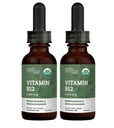USDA Organic Vitamin B12 2000mcg Sublingual Liquid Supplement (2- Pack) - Vegan Methylkobalamin Drops for Natural Energy, Udržovat metabolismus, a Imunitary System Support - 1 Fl Oz