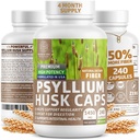 N1N Premium Psylium Husk Kapsle [Všechny přírodní, 1450 MG] Výkonný Soluble Fiber Dodatek na podporu regularity a stravitelné zdraví, 240 Caps
