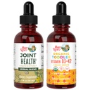 MaryRuth Organics Joint Health Liquid & Vitamin D3 + K2 Drops for Toddlers CLAS124; USDA Organic & Clean Label Project Ověřený ® CLAS124; Vitamíny pro vápník, spojky a podporu kostí CLAS124; Vegan, Non- GMO, gluten zdarma