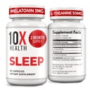 10X Zdravotní spánkové doplňky pro dospělé - 60 Kapsle - Melatonin 3mg, L Theanin, doplněk hořčíku, oxid hořečnatý pro hluboké, lepší odpočinek a relaxace - 3- in-1 přírodní spánková podpora