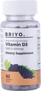 Briyo Vitamin d3 žvýkací tableta - 2000 IU (50 mcg per serving) - Delicious Natural Grape Flavor, 90 Počet