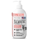 Divoký aljašský losos Fish Oil for Dogs - 32 oz. of Fish Oil Formule - Pump Cap Bottle - Obsahuje Omega-3 a 6, Vitamin D, EPA a DHA pro zdravou pleť a kabát