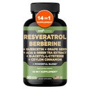 Gade Nutrition Resveratrol Berberine Quercetin Grape Seed Extract Green Tea Extract N-Acetyl Cysteine - 14 v 1 Komplexní dodatek pro ženy a muže s potenciálními antioxidanty - Made in USA