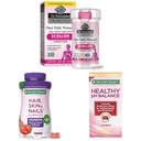 Zahrada života a přírodní Bounty Dámské wellness Valentýn Bundle- stravovací a vaginální zdravotní podpora, vlasy, kůže a nehty Pectin Gummies s Biotin, Vaginální Probiotika s brusinkou, 30-200ct