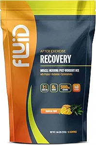 Fluid Recovery, Post- Workout Drink Mix, Syrovátkový izolát protein, L- glutamin, sacharidy, všechny přírodní složky, gluten- Free, Lactose- Free (Tropické ovoce)